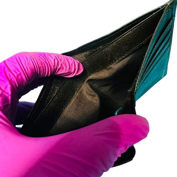 YSL YVES SAINT LAURENT Dark Brown Goldtone Saffiano Leather Kisslock Wallet Bag - Picture 10 of 13